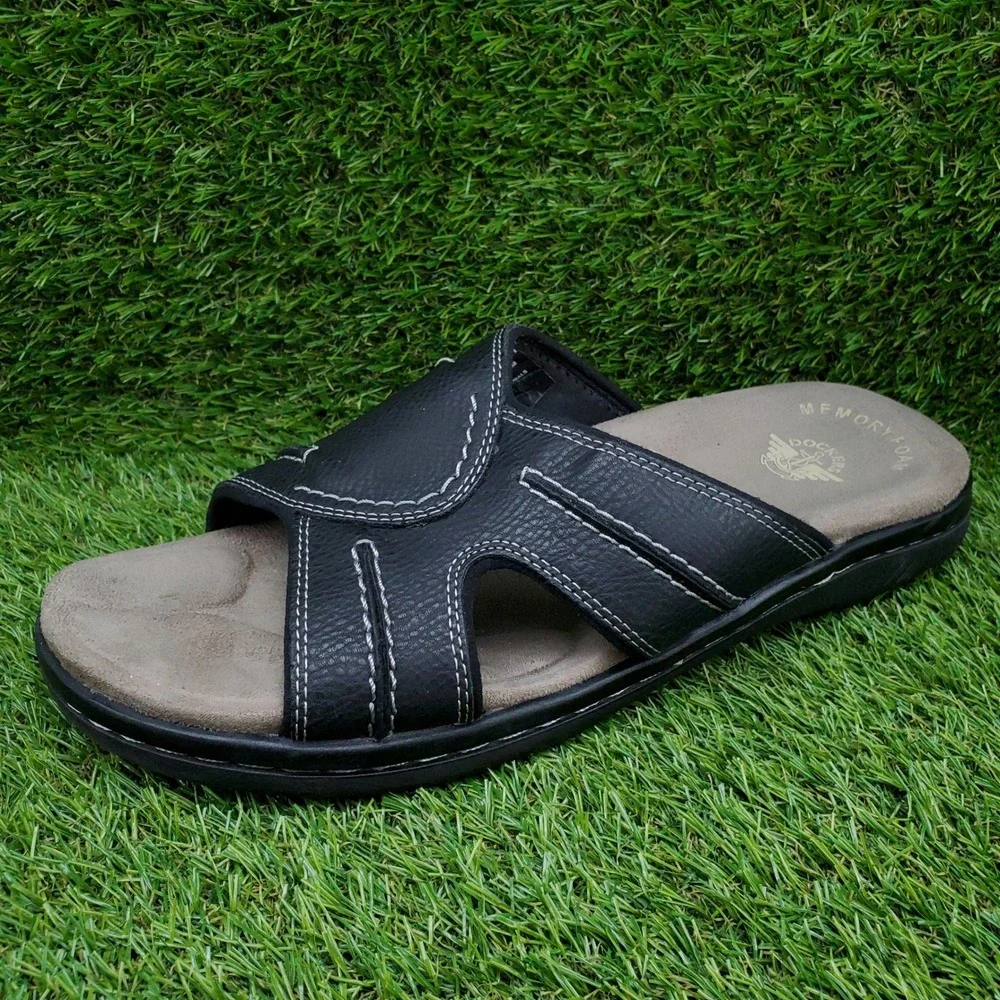 Dockers Sunland SIZE 9 Men's Memory Foam Comfort Slide Sandals Black